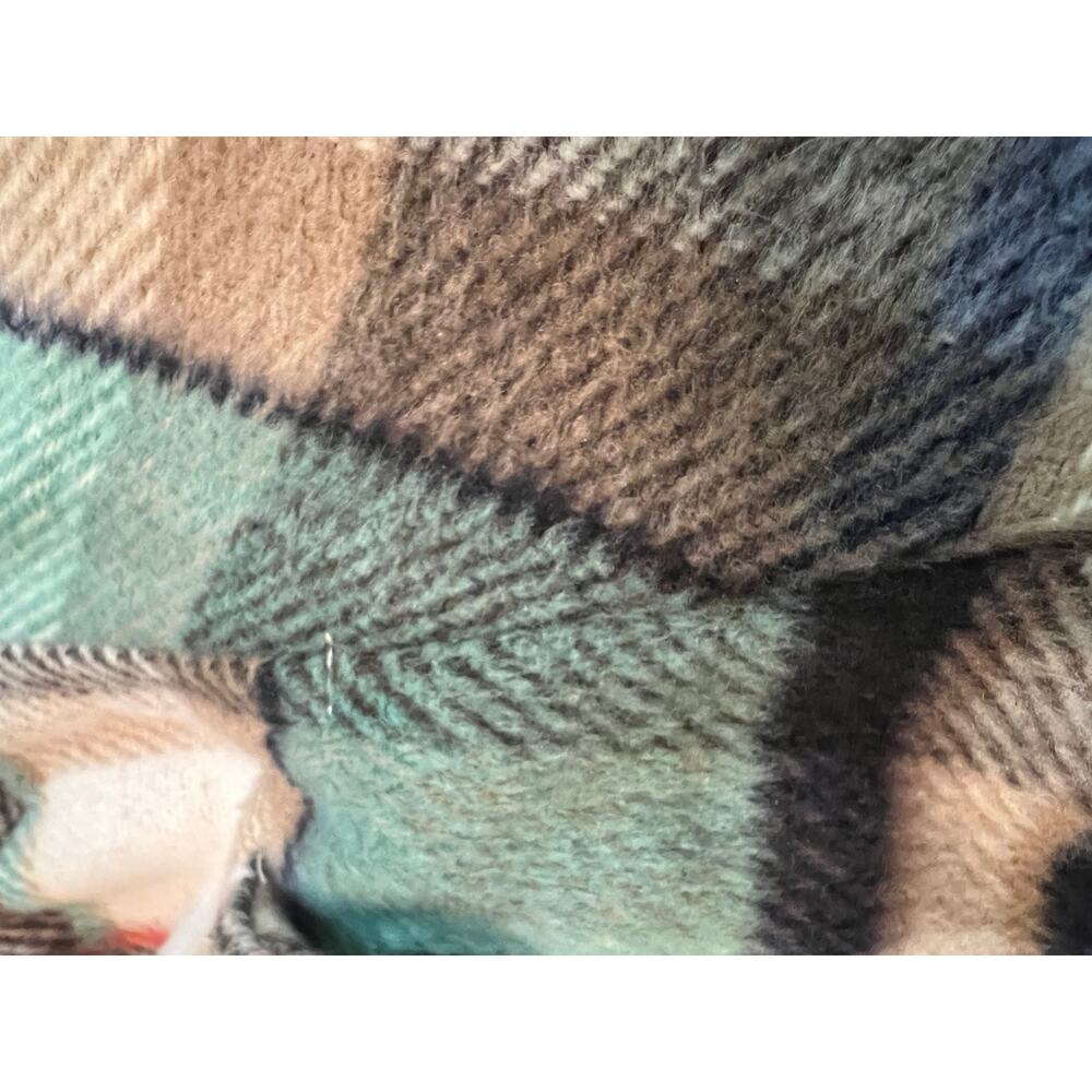 Zara Women's Large Button Down Shirt Check Plaid Beige Green Oversized Jacket - Picture 7 of 8